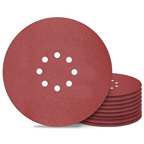 Awutzut 9 inch Sanding Discs 180 Grit 8 Holes Hook and Loop Sandpaper for Drywall Sander 10Pack - style: 180 Grit