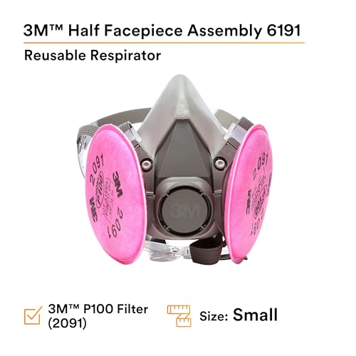 3M Half Facepiece Reusable Respirator Assembly Kit 6191, Small, 1 Kit