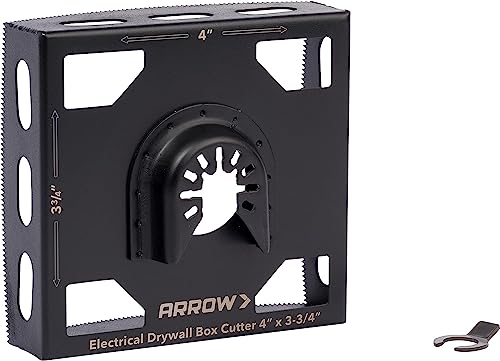 Arrow OSCGB2-1 2 Gang Electrical Box Drywall Cutting Blade for Oscillating Tools, Universal, Fits Most Multitools, Includes Adapter, Makes 4” by 3-3/4” Hole - size: 2-Gang