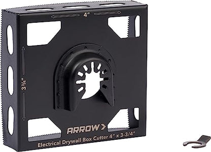 Arrow OSCGB2-1 2 Gang Electrical Box Drywall Cutting Blade for Oscillating Tools, Universal, Fits Most Multitools, Includes Adapter, Makes 4” by 3-3/4” Hole - size: 2-Gang