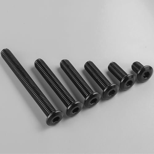 M6-1.0 x 25mm Flat Head Hex Socket Cap Screws Bolts 10Pcs, M6 Bolt 304 Stainless Steel Black Zinc Plated, Full Thread, with Hex Spanner - size: M6 x 25mm