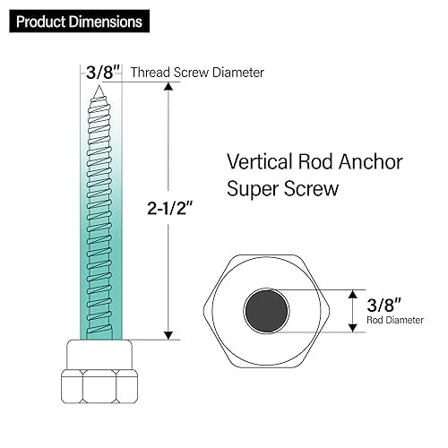 Sammys 8009925-25 Vertical Rod Anchor Super Screw with 3/8 in. Threaded Rod Fitting, 3/8 x 2-1/2'' Screw, for Wood (Pkg.=25) , Zinc - size: 3/8 x 2-1/2", style: ROD SIZE 3/8"