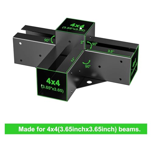 4-Way Pergola Brackets Kit for 4x4 Wood, 3.6 x 3.6 in, 2 Pack - color: 4-Way--2Pack