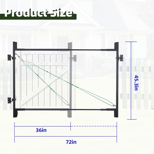 Heavy-Duty Adjustable Fence Gate Kit - 36" to 72" Wide DIY Gate Kit for Wooden Fence Using 1x4 & 2x4 Lumber, Complete Gate Kit for Building Sturdy 4 to 5 Foot Backyard Wood Gates - size: 1 PCS 36-72"