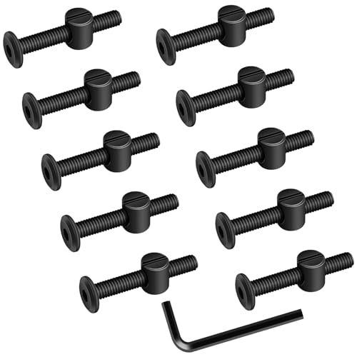 M6 x 40mm Black Flat Head Socket Head Screw Furniture Bolts and Barrel Nuts, with Allen Wrench Perfect for Furniture, 10 Sets - color: Black, size: M6 x 40mm