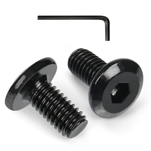 VGBUY M6-1 x 18 mm 65pcs Flat Head Hex Socket Cap Screws Metric M6 Bolts, 304 Stainless Steel 18-8, Black Zinc Plated, Full Thread, with Hex Spanner - size: M6 x 18mm(65pcs)