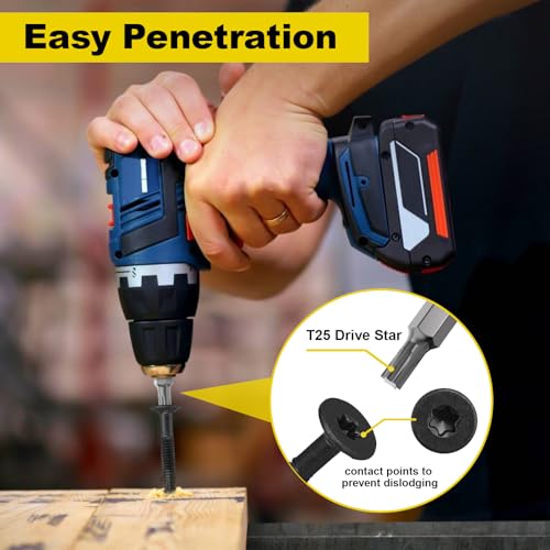 #14 x 2-3/4 Self-Tapping Trailer Deck Screws,181PcsT25 Star Bits Screws - color: Black, size: #14 x 2-3/4in 181pcs
