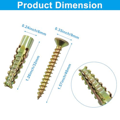 BokWin 50 Pack Gold Anchors and Screws Kit