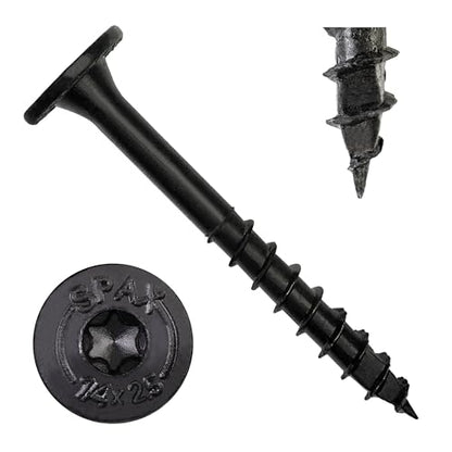 SPAX 1/4" x 2-1/2" Powerlags XF Exterior Pancake Head Structural Wood Lag Screws (50 pcs) T40 T-Star HCR Heavy Duty Timber Landscape Deck Structures High Corrosion Resistant - size: 1/4" x 2-1/2"