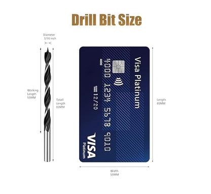 3/16 Brad Point Drill Bit Set for Wood - size: 3/16in (10pcs)