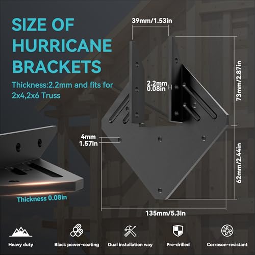20 pcs Hurricane Ties for Rafters,Heavy Duty Black Hurricane Straps - size: 20 Pcs, style: Black Heavy Duty Hurricane Ties
