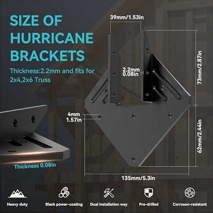 20 pcs Hurricane Ties for Rafters,Heavy Duty Black Hurricane Straps - size: 20 Pcs, style: Black Heavy Duty Hurricane Ties