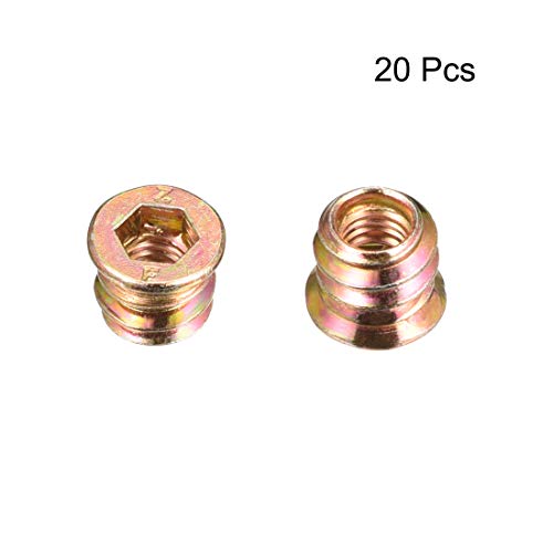 uxcell Wood Furniture M6x10mm Threaded Insert Nuts Interface Hex Socket Drive 20pcs - size: M6x10mm