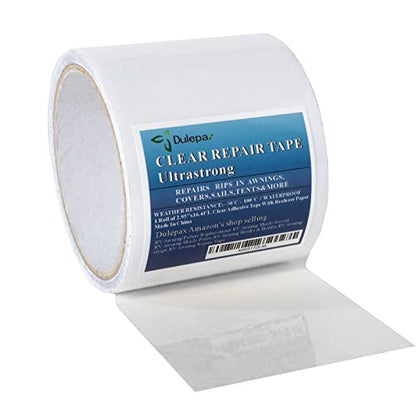 Dulepax Tent Repair Tape,Ultrastrong Awning Repair Tape,Boat Covers Repair,Double Layer RV Covers Repair Kit,Tarp Repair,Canvas Pctch Kit,Sail Tape 1 Roll of 16.4' x 2.95" - size: 16.4 ft x 2.95"