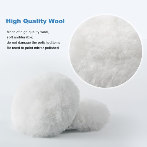 S SATC Wool Polishing Buffing Pad Set with 5PCS 3 Inch Wool Buffing Wheel for Drill, Hook and Loop Back Pad with M10 Drill Adapter, Compound Waxing and Polishing for Car Polisher - size: 3 Inches-7PCS