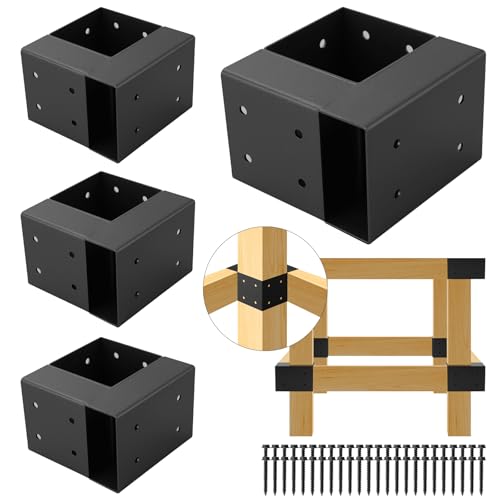Workbench Brackets 4pcs,3-Way Right-Angle Corner Bracket for DIY Worktable - size: 4X4 and 2X4