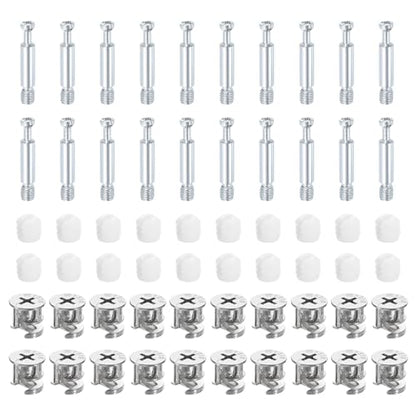 uxcell 30Set 15x14mm Furniture Cam Lock Fitting with 5.8x35mm Dowel Fasteners, 3-in-1 Metal Furniture Board Connecting Screws Bolts Assortment Kit for Cabinets Chairs Drawer - size: 5.8 x 35mm
