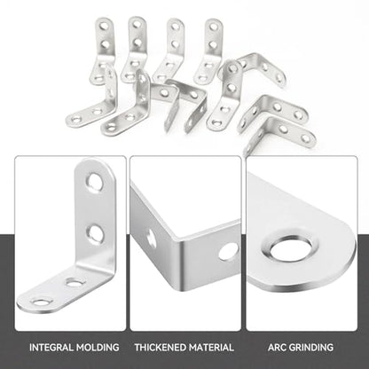Stainless Steel Corner Brace, 20Pcs 90 Degree Right L-Shaped Metal Corner Connector Joint Plate, Cabinet, DIY Woodworking Projects with 80PCS Screws 1.57x0.6in (40x40x16) - size: 40x40x16