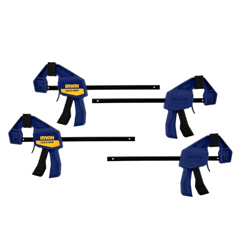 IRWIN Quick-Grip 1964758 One-Handed Mini Bar Clamp 4 Pack, 6", Blue - size: 4 Count (Pack of 1), style: 4 Pack, 6 Inch