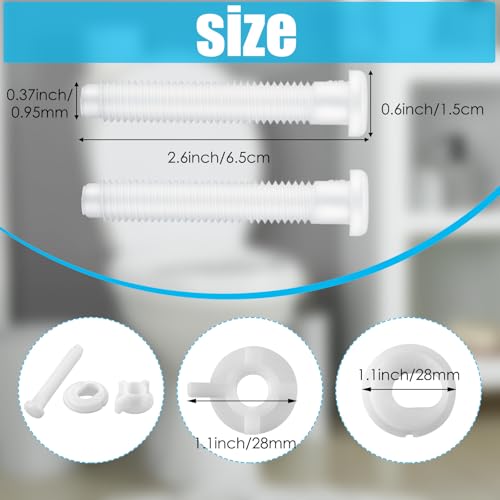 Jetec 8 Pack Toilet Seat Screws Kit, Plastic Bolts Nuts & Washers - color: White