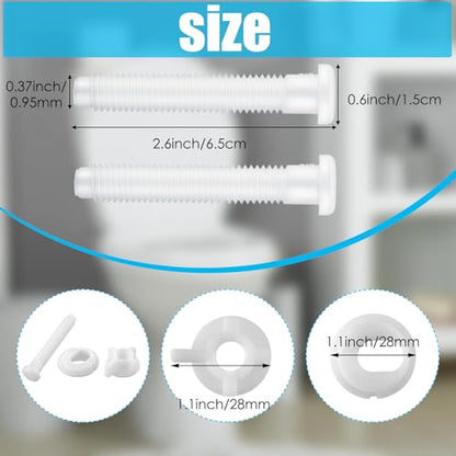 Jetec 8 Pack Toilet Seat Screws Kit, Plastic Bolts Nuts & Washers - color: White