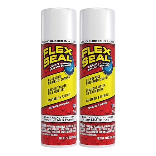 Flex Seal Spray Rubber Sealant Coating, Waterproof, White, 14 oz, 2-Pack - color: White, size: 14 oz (Pack of 2)