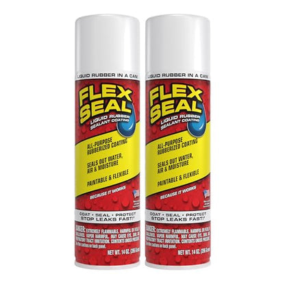 Flex Seal Spray Rubber Sealant Coating, Waterproof, White, 14 oz, 2-Pack - color: White, size: 14 oz (Pack of 2)