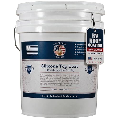 100% Silicone Roof Coating for RV & Flat Roofs, White, 4.75 Gallon - color: White