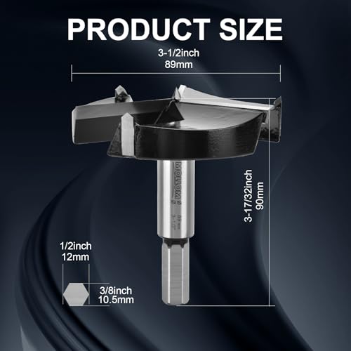 Mollom 89mm (3-1/2") Triple Flute Carbide Forstner Drill Bit - size: 89mm | 3-1/2"