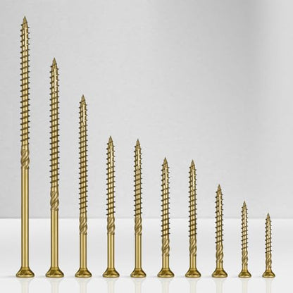 #9 x 2 Multi-Purpose Wood Deck Screw for Interior and Exterior,Bugle Head Golden Coated with T25 Bit Star Drive Torx Furniture Building/Fence/Decking(95Pcs,1LBS) - size: #9 x 2"