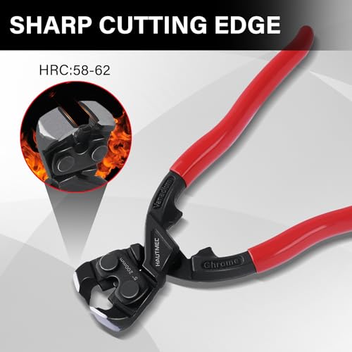 HAUTMEC 8 Inch Nail Puller Pliers Tool, High Leverage End Cutting Pliers, Nail Remover Tool with Anti-Slip Grip, CRV Steel End Cutting Nippers Tool for Pulling or Cutter Nails, Small Bolts and Wires - color: 8" End Cutting Pliers