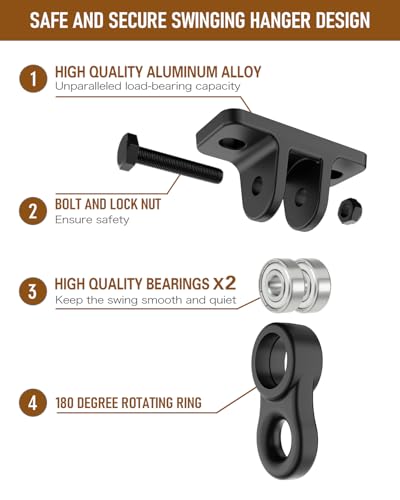 Heavy Duty Porch Swing Hangers Kit Swing Hardware Hooks - color: 2 Pack Black