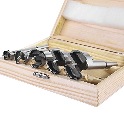 Forstner Bit Set 5 Pcs - HPHOPE Forstner Bits for Wood, Wood Drilling with Round Shank, Drill Accessories, Ø15/20/25/30/35mm with Storage Case - size: 5Pcs Forstner Drill Bit(15-35mm)