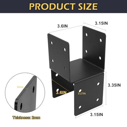 4-Pack 4x4 Deck Post Caps Tie Brackets, Base Anchor Mount for Wood - size: 4''X4'', style: Style 1