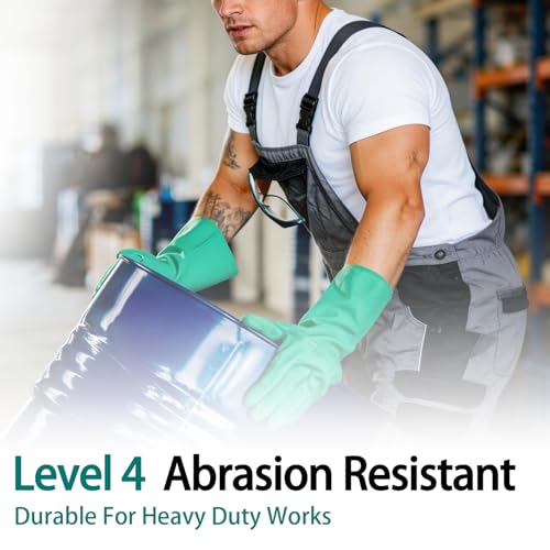 15 Mil Chemical Resistant Nitrile Gloves, Latex free Durable Cleaning Gloves, Resist Acid, Alkali, Solvent and Oil - color: 1 Pair-green, size: X-Large
