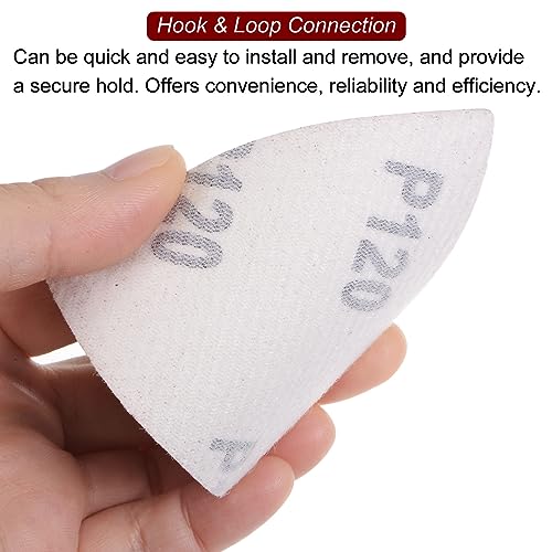 HARFINGTON 60pcs Triangular Hook & Loop Sandpapers 120 Grits 3-1/8" Aluminum Oxide Sanding Pads Random Orbital Mouse Detail Sander Papers Oscillating Multi Tool Sheets - size: 120 Grits