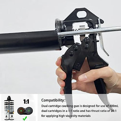 Dual Caulking Gun for 400 mL/13.5 fl oz, Double Cartridge Epoxy Gun - size: 400mL
