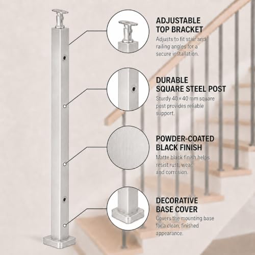 42-Inch Glass Railing Corner Post, 40mm, Satin(LIUCHONGYANG99) - size: 40MM*40MM, style: Corner Post