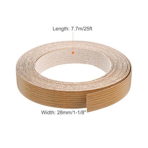 uxcell Edge Banding, 1-1/8 Inch x 25ft Pre-Glued Wood Veneer Edging Iron-on Flexible Edge Banding for Cabinet Repair Furniture Restoration, Teak - size: 1-1/8 Inch x 25ft