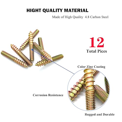 12 Pack M6 x 40 Hanger Bolts 40mm(1.57") Double Headed Bolts 6mm(0.24") Wood Dowel Screw Self-Tapping Screw Hanger Bolts for Furniture Screws Double Screw Threaded Rods Bolt 40mm Length - size: M6X40-12PCS
