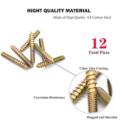 12 Pack M6 x 40 Hanger Bolts 40mm(1.57") Double Headed Bolts 6mm(0.24") Wood Dowel Screw Self-Tapping Screw Hanger Bolts for Furniture Screws Double Screw Threaded Rods Bolt 40mm Length - size: M6X40-12PCS