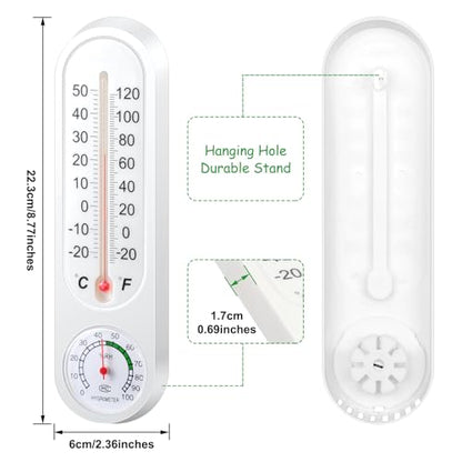 Leinuosen 3 Pcs Wall Thermometer Indoor Outdoor for House with Humidity