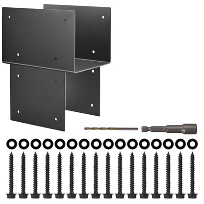 4 Pack 8x8 (Actual 7.5"x7.5") Metal Steel Post Cap Tie Brackets, Heavy Duty Pergola Bracket & Post to Beam Connector for Gazebo, Deck, Patio - size: 8in-4P