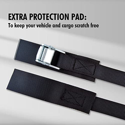Cartman 1" x 15 ft Cam Buckle Straps, 8 Pack, 600 lb Break Strength, Black - color: Black, size: 8 PK