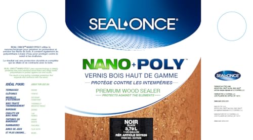 Seal-Once Nano+Poly Wood Sealer and Waterproofer, Black, 1 Gallon - color: Black, size: 1 Gallon