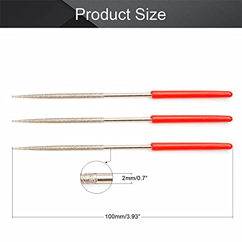 Utoolmart 7Pcs 2mm x 100mm Round Diamond Needle File Set 150 Grits - size: 2mm x 100mm