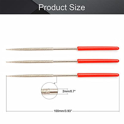 Utoolmart 7Pcs 2mm x 100mm Round Diamond Needle File Set 150 Grits - size: 2mm x 100mm