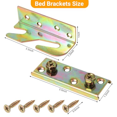 4Pcs Rust Proof Bed Rail Brackets with 32 Pcs Srews
