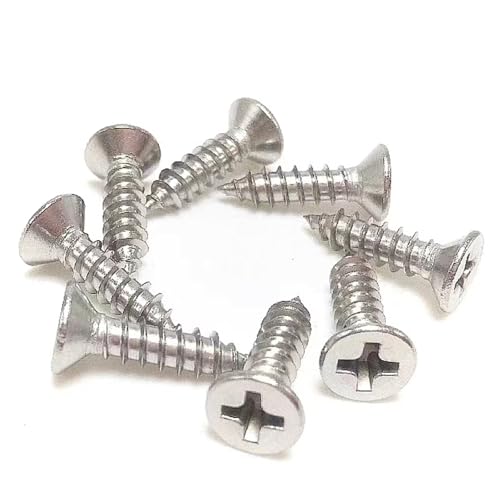 M2 x 5mm Flat Head Wood Self Tapping,Sheet Metal Screws,Phillips Drive Countersunk Wood Screws,304 Stainless Steel （A2-70,GB846,Plain Finish，100 Pcs - size: M2 x 5mm（100 Pcs）