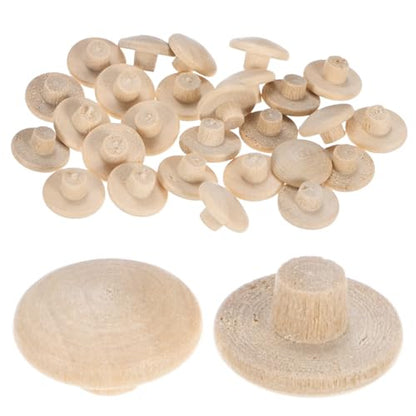M METERXITY 25-Pack Wood Plugs for Screw Holes, 13 x 5mm Beech Button Wood Top Plugs for Furniture/Stair/Chair/Craft, Flat Head Decorative Wooden Cover - size: 13x5mm